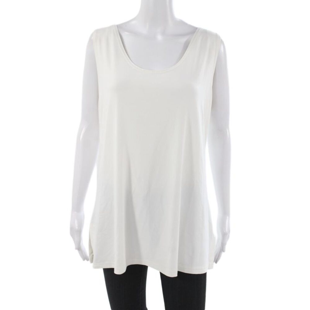 Sympli Women Basic Scoop Neck White Tank Size L